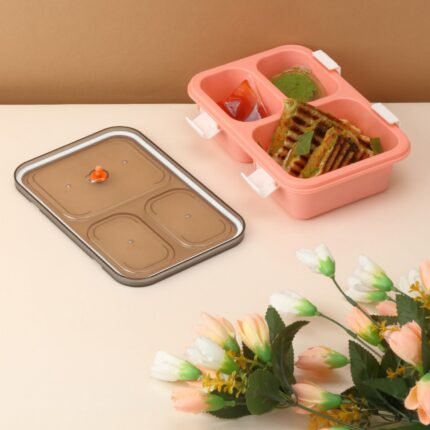 Plastic Lunch Box for children, Lunch Box for children Compartment Insulated Lunch Box Tiffin Box for Boys, Girls, School Office Men (3 Compartment Lunch Box)